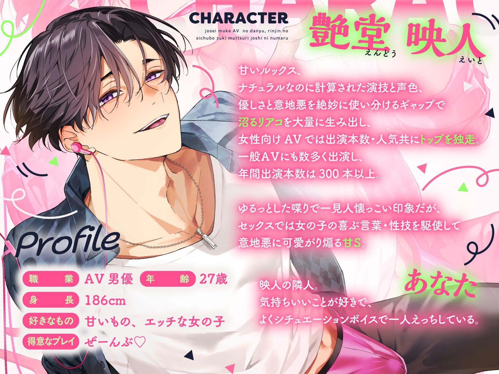 【めろ沼イキ地獄の110分】女性向けAVの人気No.1男優、隣人のシチュボ好きむっつり女子に沼る 画像1