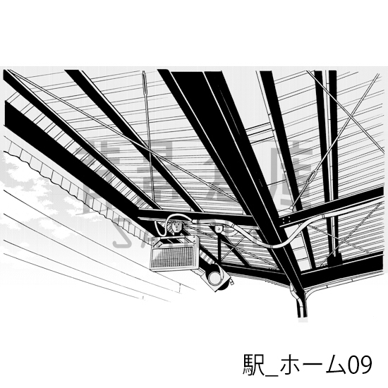 【トーンつき背景】駅_背景素材集1(ホーム)