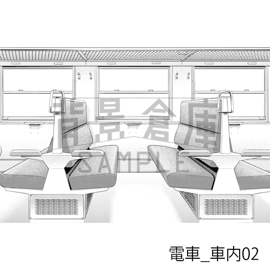 【トーンつき背景】電車_背景素材集1(車内)