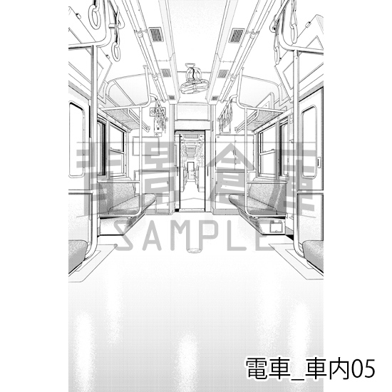 【トーンつき背景】電車_背景素材集2(車内)