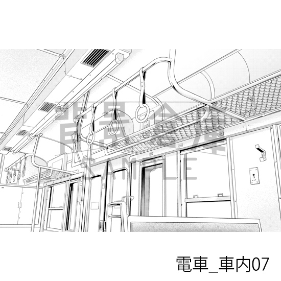 【トーンつき背景】電車_背景素材集2(車内)