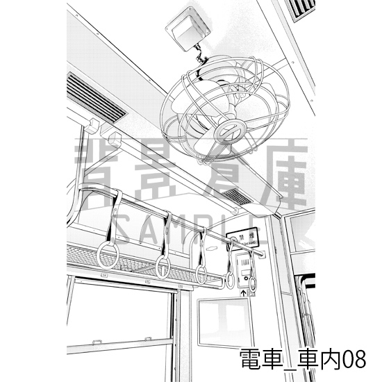 【トーンつき背景】電車_背景素材集2(車内)