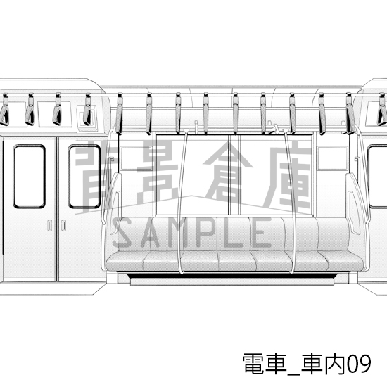 【トーンつき背景】電車_背景素材集3(車内)