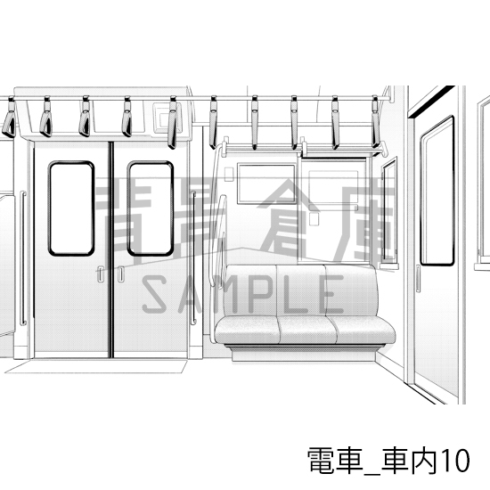 【トーンつき背景】電車_背景素材集3(車内)