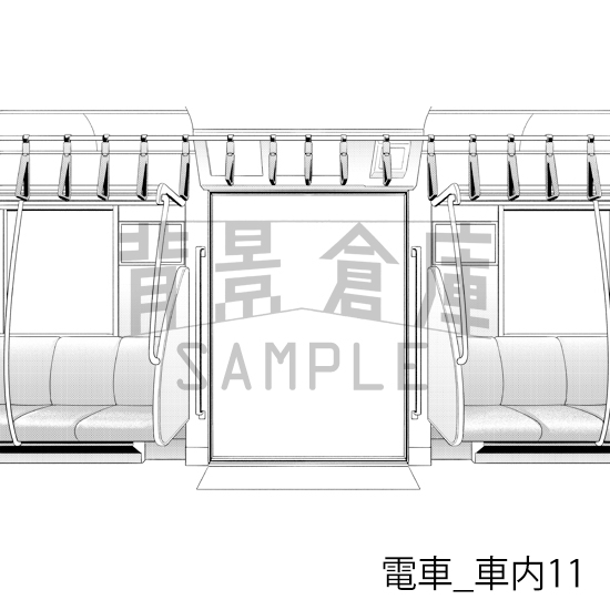 【トーンつき背景】電車_背景素材集3(車内)