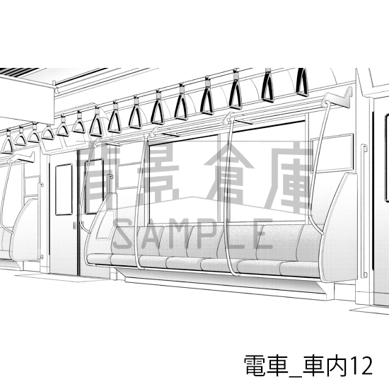 【トーンつき背景】電車_背景素材集3(車内)