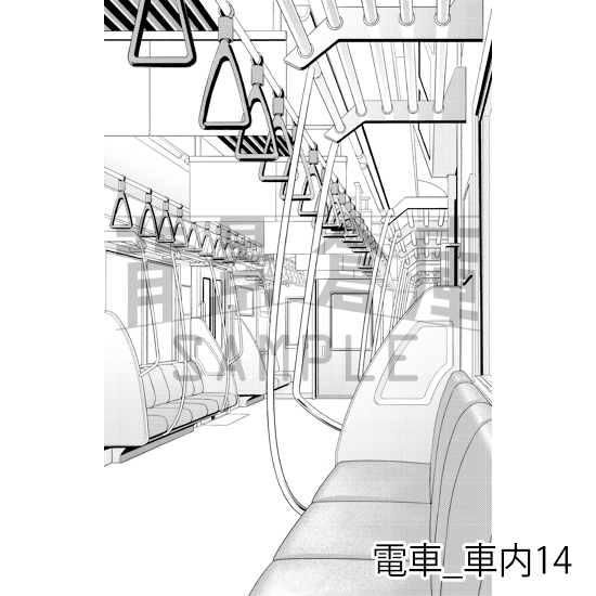 【トーンつき背景】電車_背景素材集3(車内)