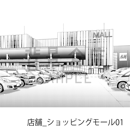 【トーンつき背景】店舗_背景素材集35(ショッピングモール)