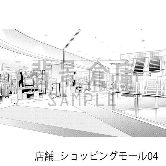 【トーンつき背景】店舗_背景素材集35(ショッピングモール)