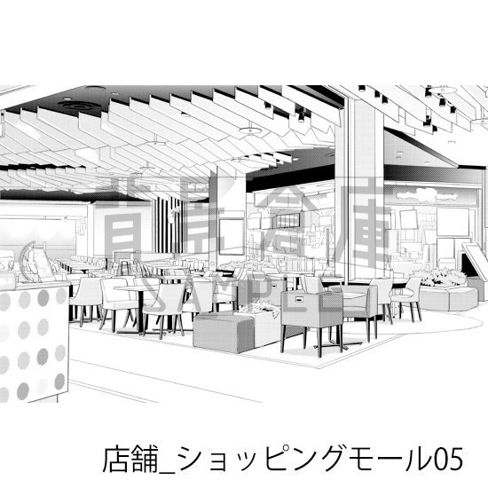 【トーンつき背景】店舗_背景素材集35(ショッピングモール)