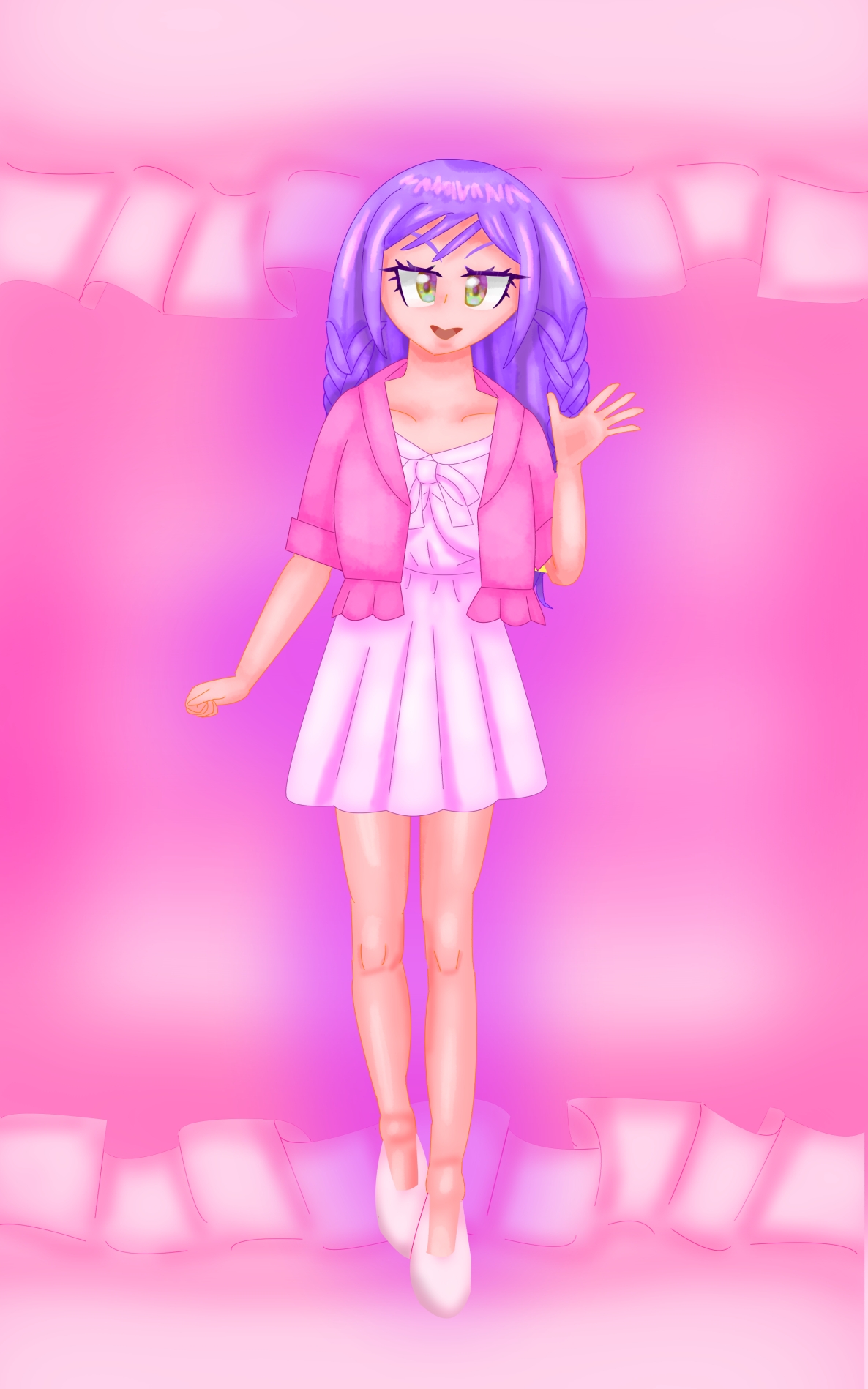 立ち絵素材23表情差分6種ピンクジャケットの女の子