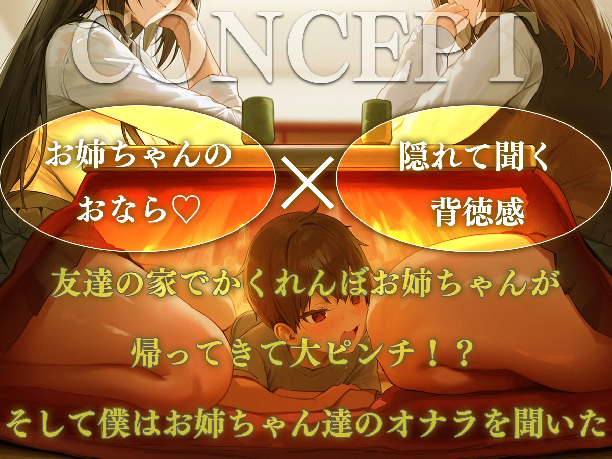 【M向け】友達のお姉ちゃんのコタツに潜入!〜憧れのお姉ちゃんのオナラは臭くてイイ音でした〜 画像1