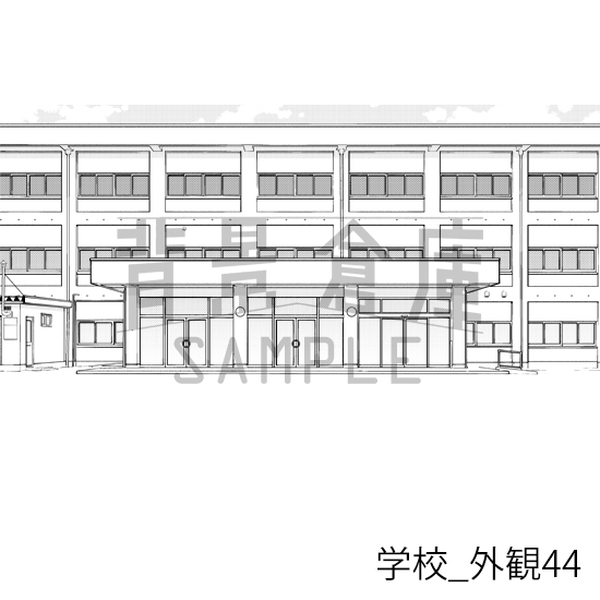 【トーンつき背景】学校_背景素材集29(外観)