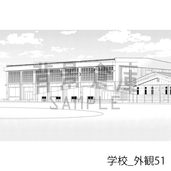 【トーンつき背景】学校_背景素材集30(外観)