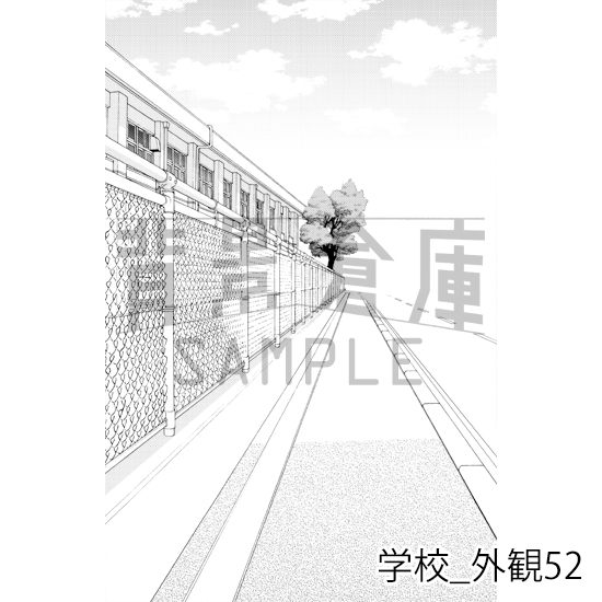 【トーンつき背景】学校_背景素材集30(外観)
