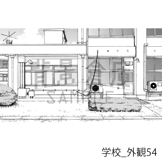【トーンつき背景】学校_背景素材集31(外観)