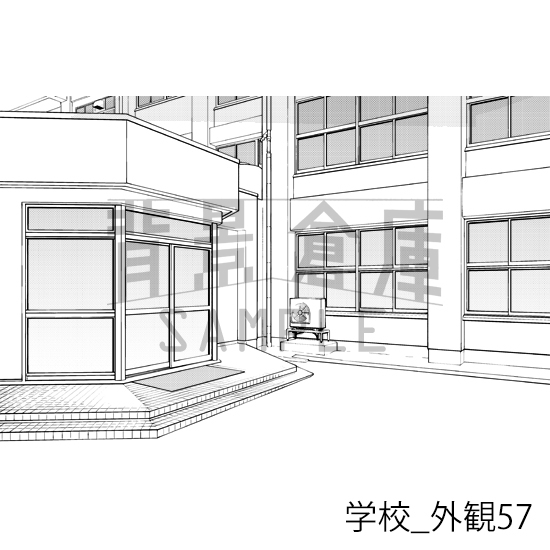 【トーンつき背景】学校_背景素材集31(外観)