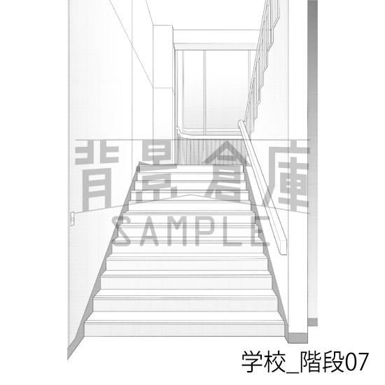 【トーンつき背景】学校_背景素材集40(階段)