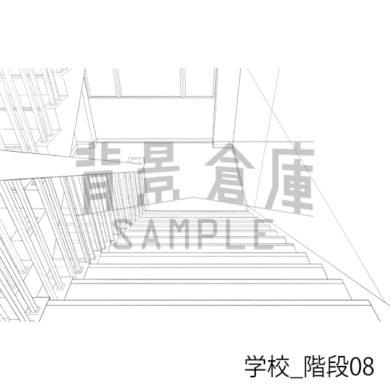 【トーンつき背景】学校_背景素材集40(階段)