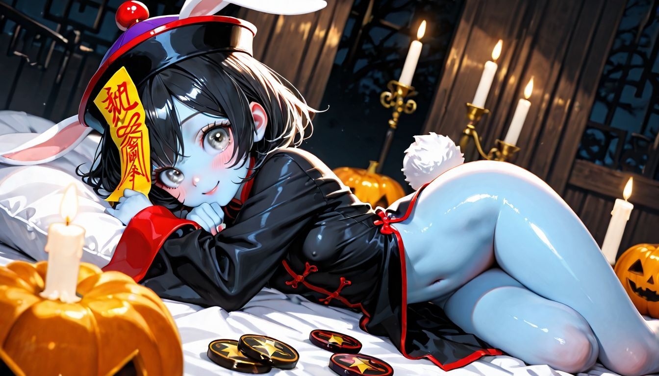 青肌うさ耳キョンシー娘とハロウィン_1