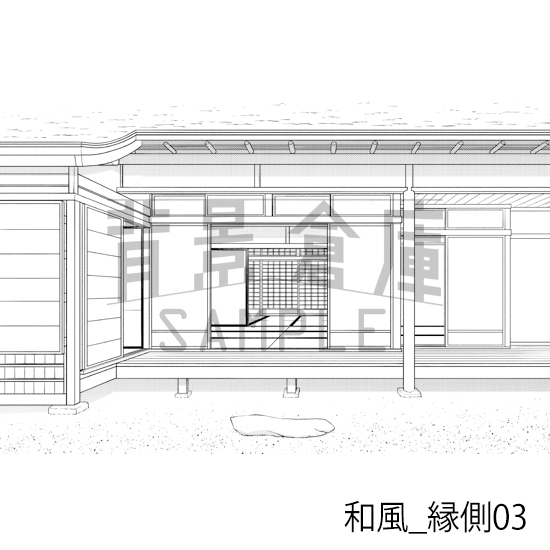 【トーンつき背景】和風_背景素材集2(縁側・塀・門)