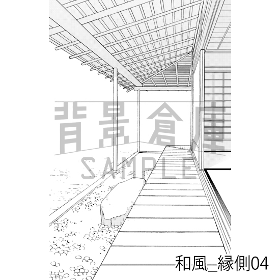 【トーンつき背景】和風_背景素材集2(縁側・塀・門)