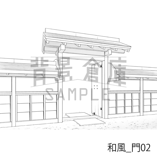 【トーンつき背景】和風_背景素材集2(縁側・塀・門)