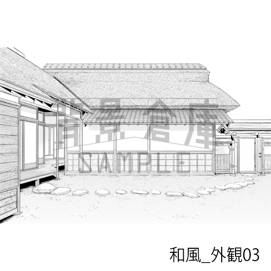 【トーンつき背景】和風_背景素材集3(外観・庭)