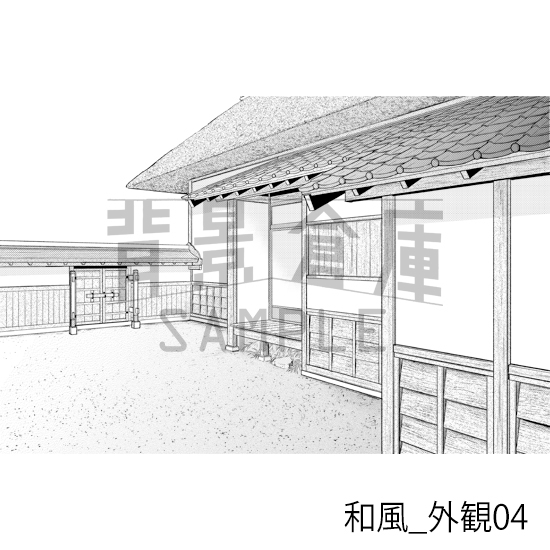 【トーンつき背景】和風_背景素材集3(外観・庭)