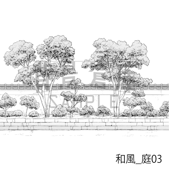 【トーンつき背景】和風_背景素材集3(外観・庭)