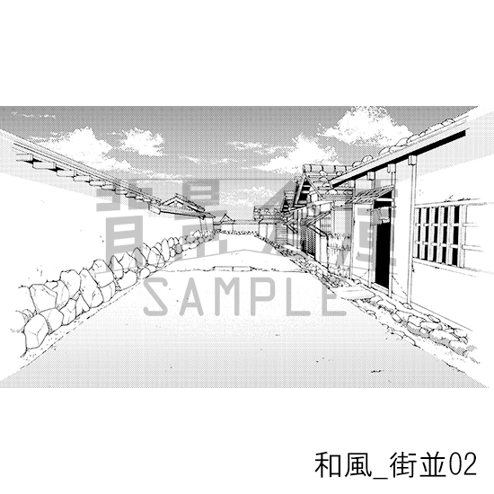 【トーンつき背景】和風_背景素材集4(街並)