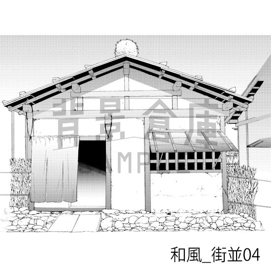 【トーンつき背景】和風_背景素材集4(街並)