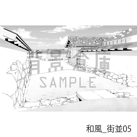 【トーンつき背景】和風_背景素材集4(街並)