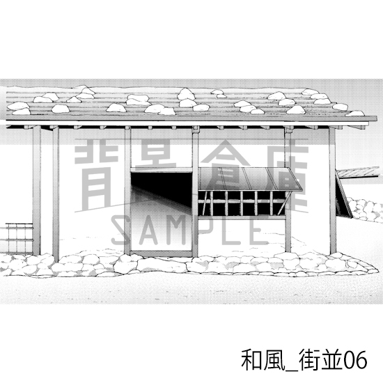 【トーンつき背景】和風_背景素材集4(街並)