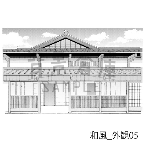 【トーンつき背景】和風_背景素材集5(街並・外観)