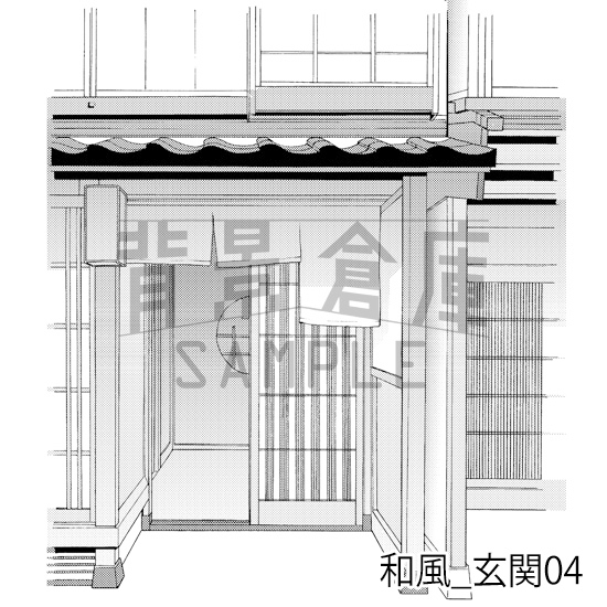 【トーンつき背景】和風_背景素材集5(街並・外観)