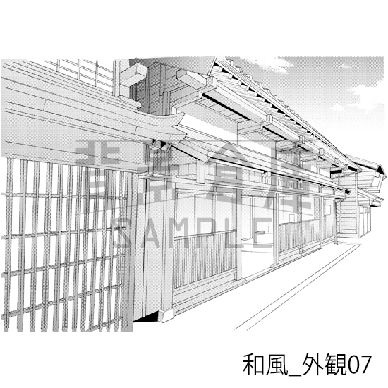 【トーンつき背景】和風_背景素材集5(街並・外観)