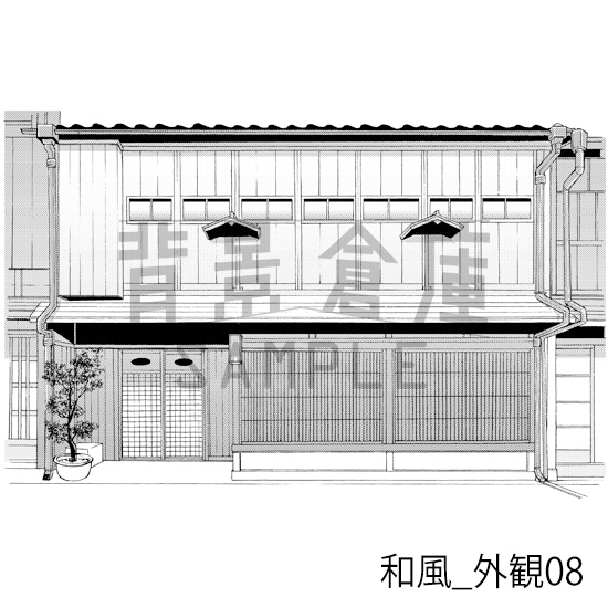 【トーンつき背景】和風_背景素材集5(街並・外観)