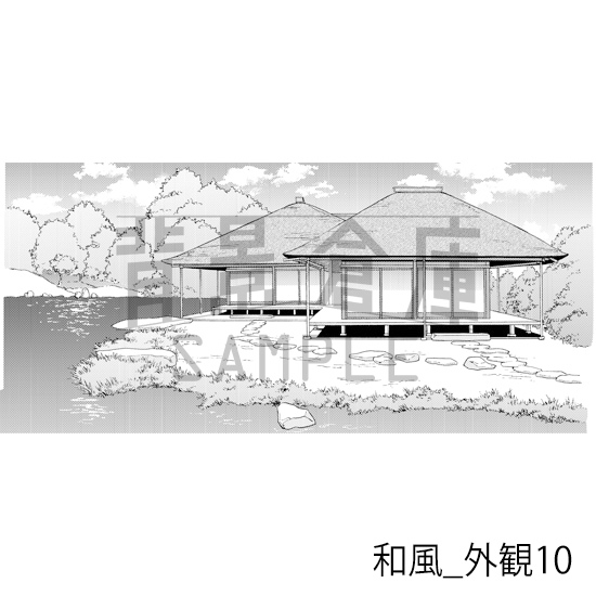 【トーンつき背景】和風_背景素材集5(街並・外観)