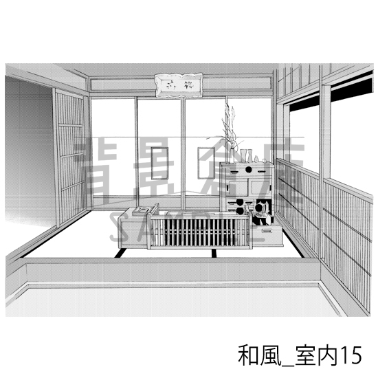 【トーンつき背景】和風_背景素材集7(室内・塀・垣根)
