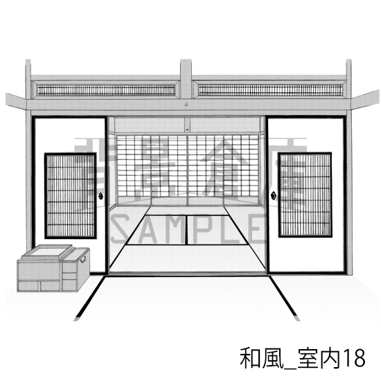 【トーンつき背景】和風_背景素材集7(室内・塀・垣根)