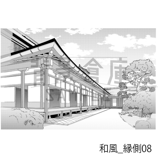 【トーンつき背景】和風_背景素材集8(縁側)