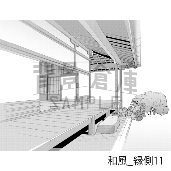 【トーンつき背景】和風_背景素材集8(縁側)