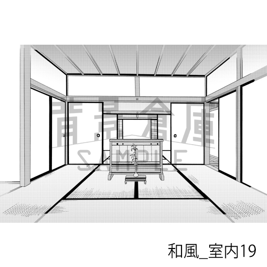 【トーンつき背景】和風_背景素材集10(室内)