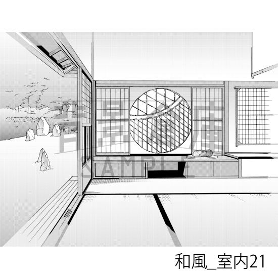 【トーンつき背景】和風_背景素材集10(室内)