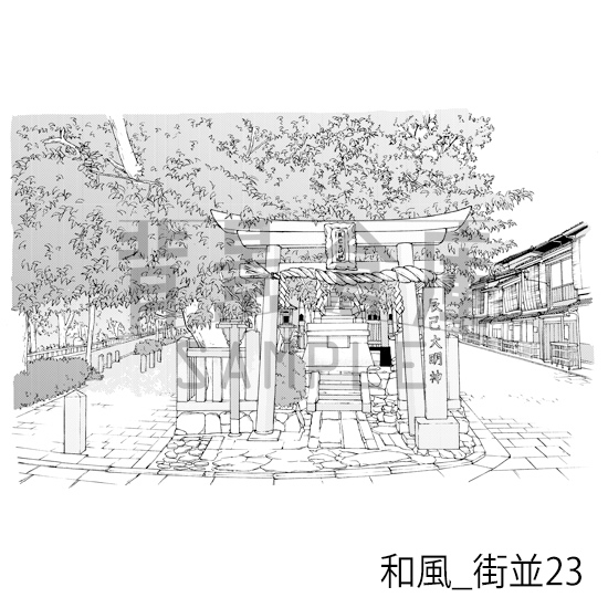 【トーンつき背景】和風_背景素材集13(街並)