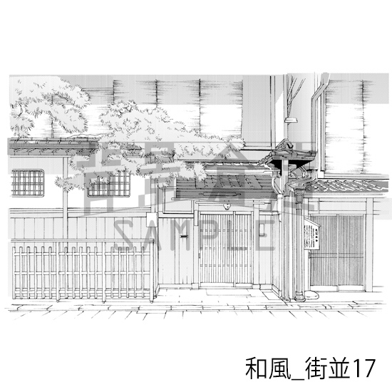 【トーンつき背景】和風_背景素材集13(街並)