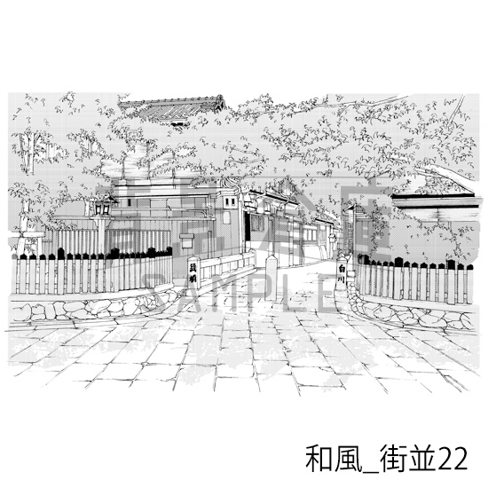 【トーンつき背景】和風_背景素材集13(街並)