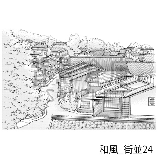 【トーンつき背景】和風_背景素材集15(街並)