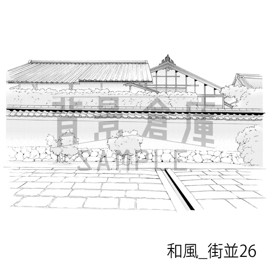 【トーンつき背景】和風_背景素材集15(街並)